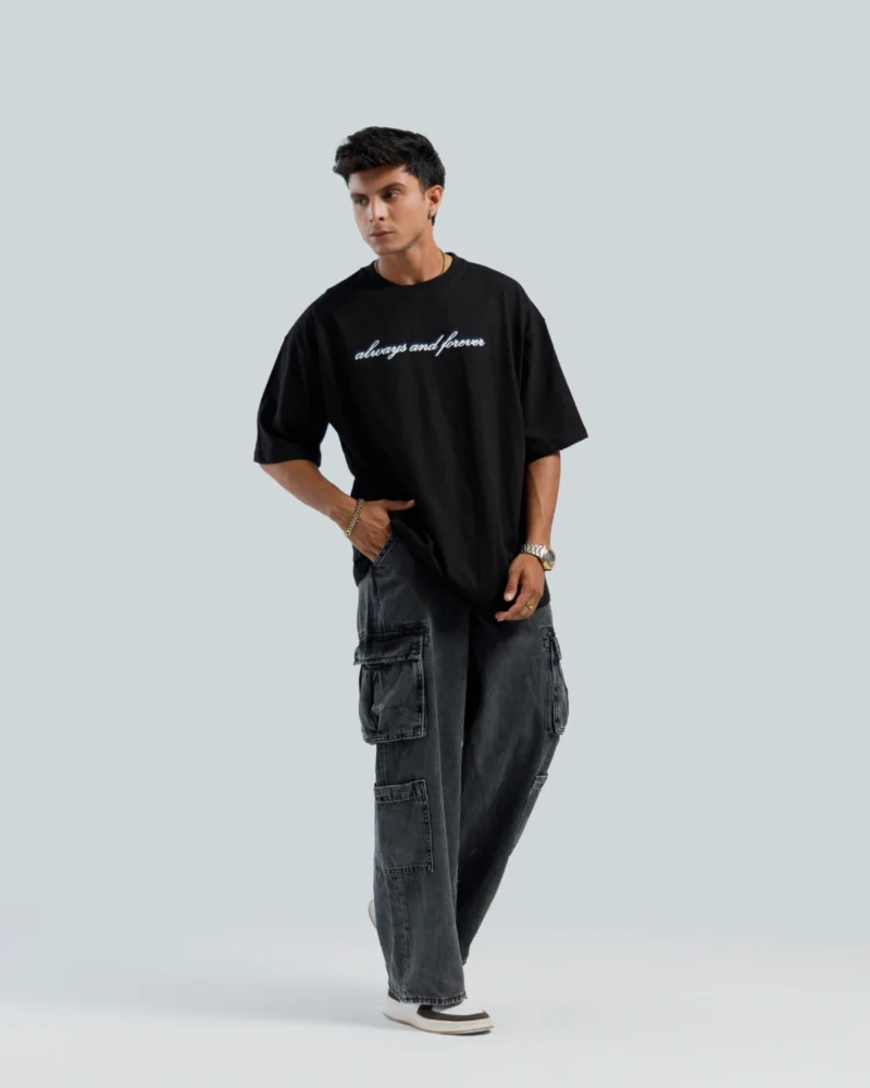 Always & Forever Oversized Graphic Tee – Black - Image 2