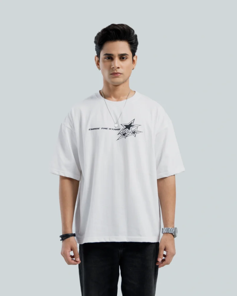 Chase the Stars Oversized Graphic Tee – White - Image 2