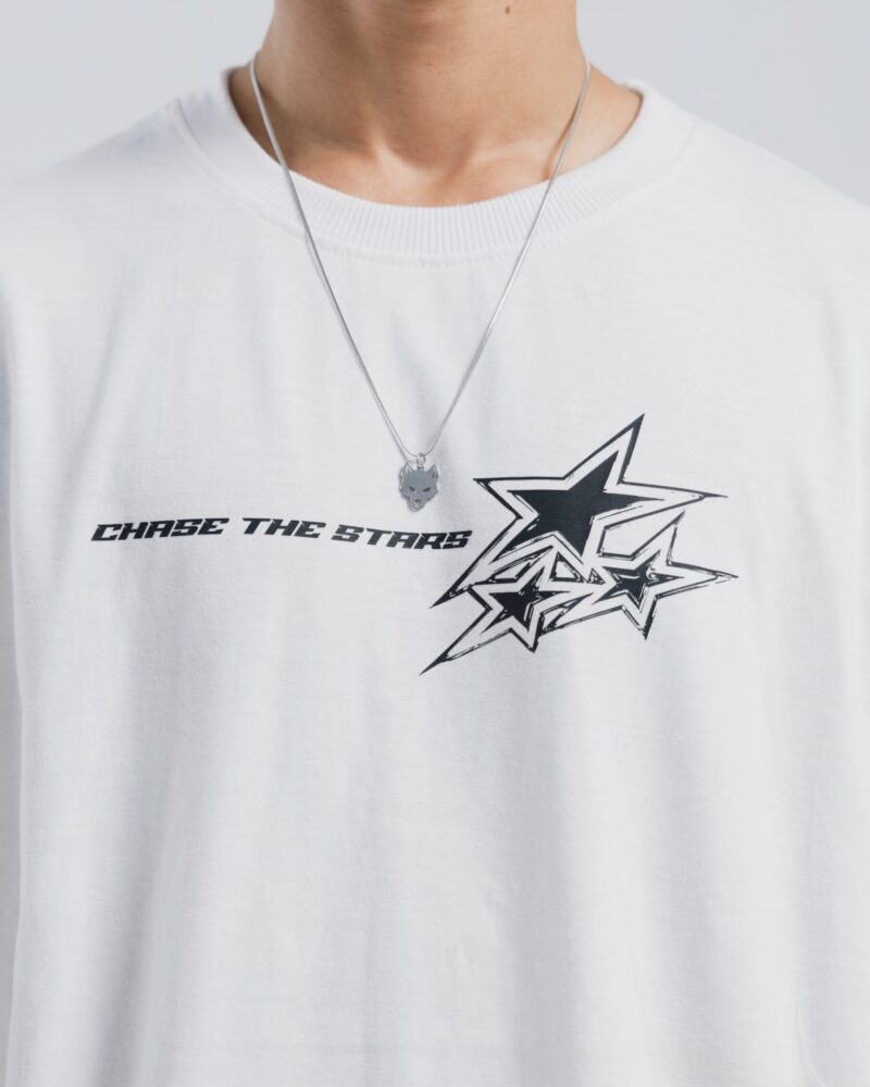 Chase the Stars Oversized Graphic Tee – White - Image 3