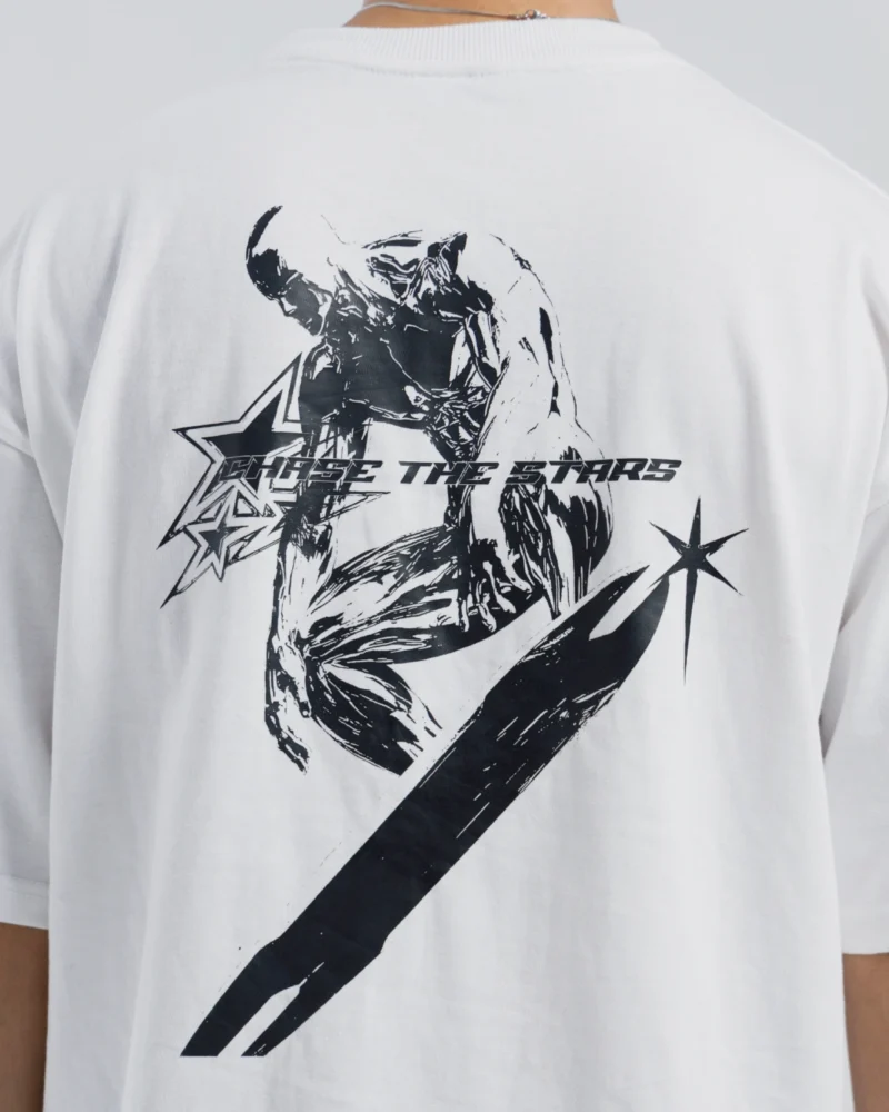 Chase the Stars Oversized Graphic Tee – White - Image 4
