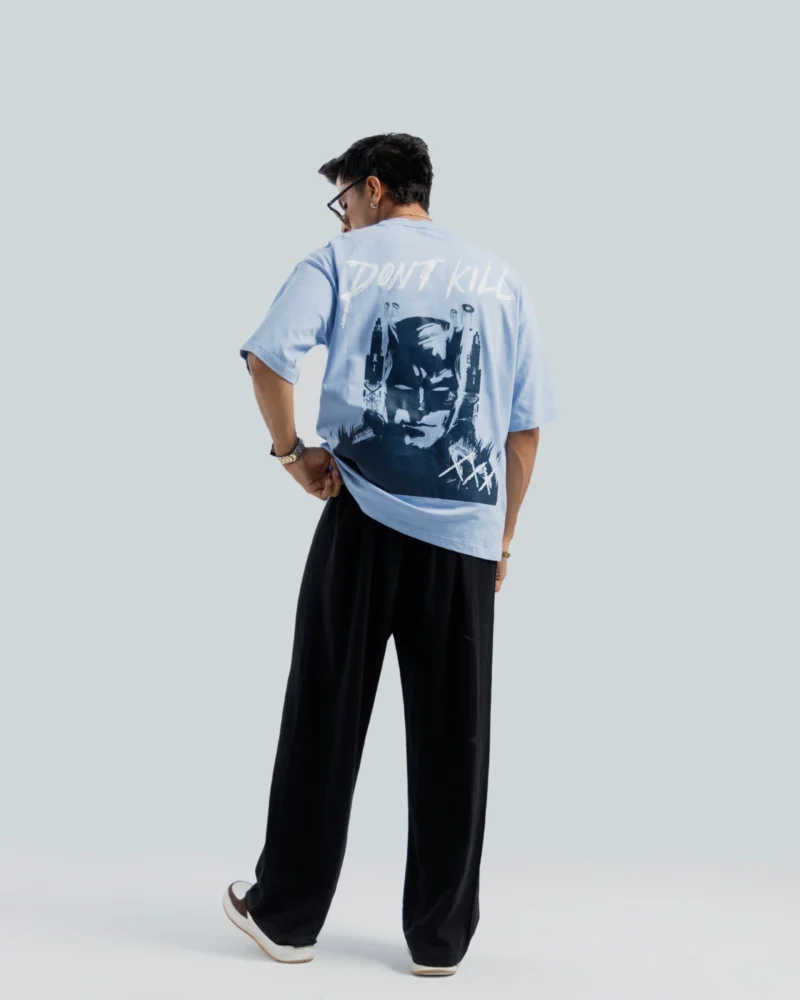 DON’T KILL Oversized Graphic Tee – Sky Blue