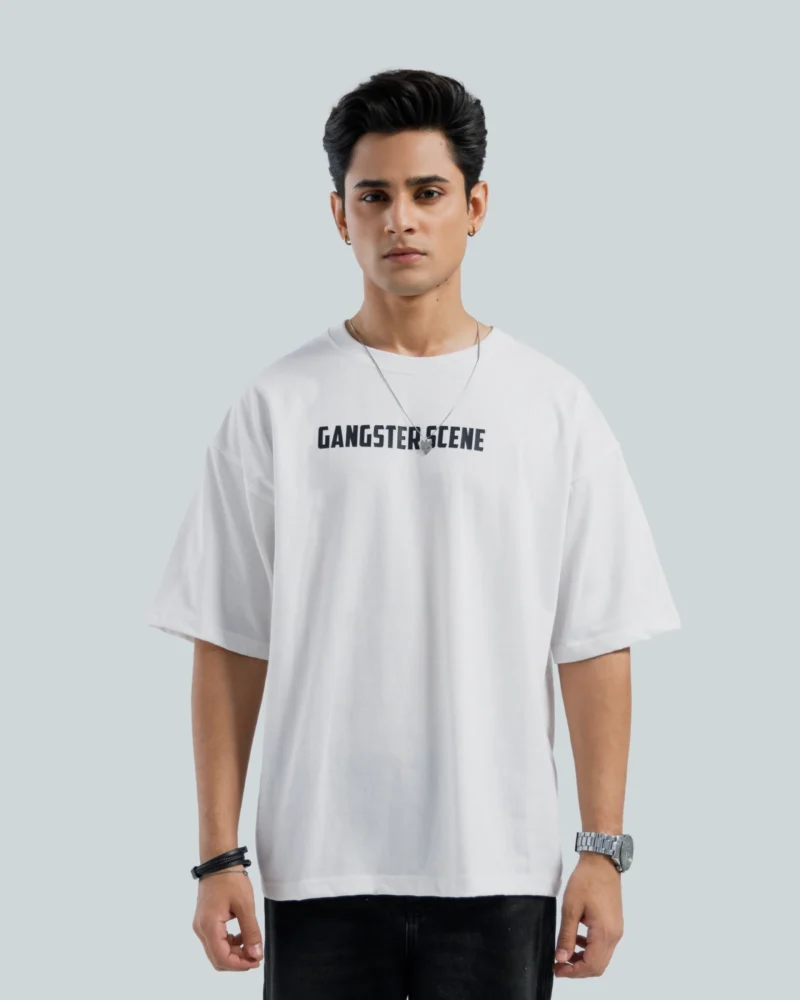 Gangster Scene Oversized Tee – White - Image 2
