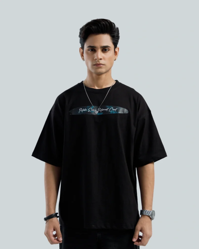 MOMENT Oversized Graphic Tee – Black - Image 2