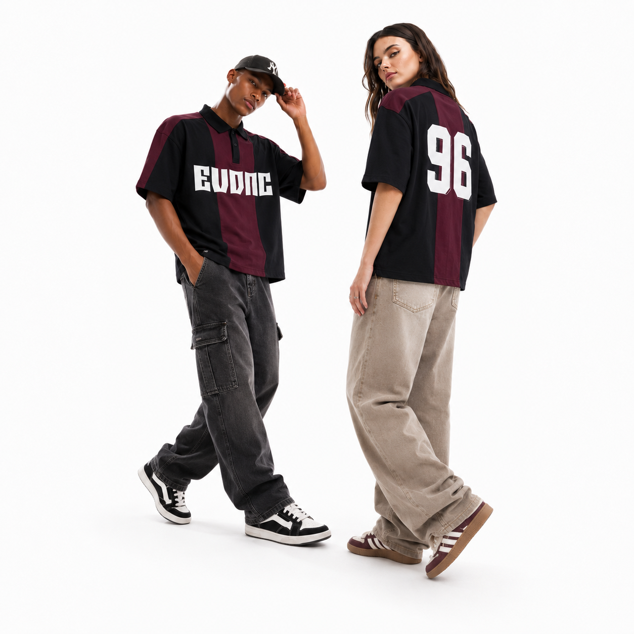 EVDNC Polo Tee – Black/Burgundy